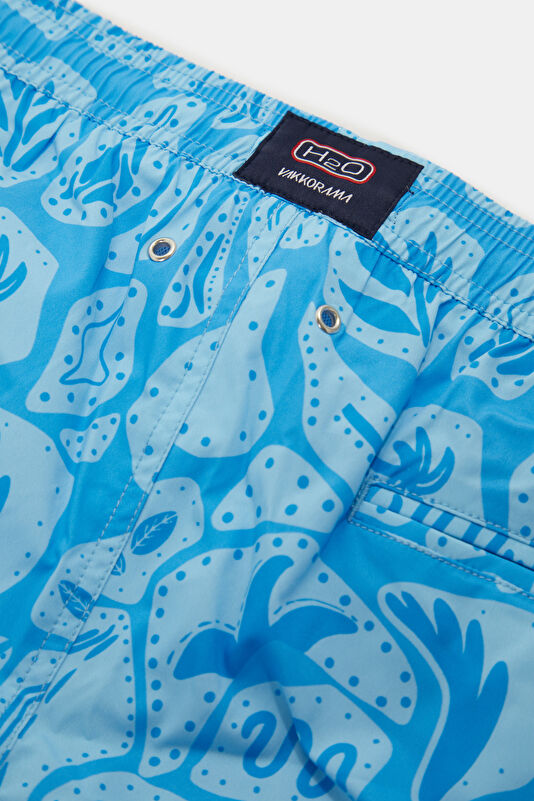 Blue Design Filled Elastic Swimsuit 4