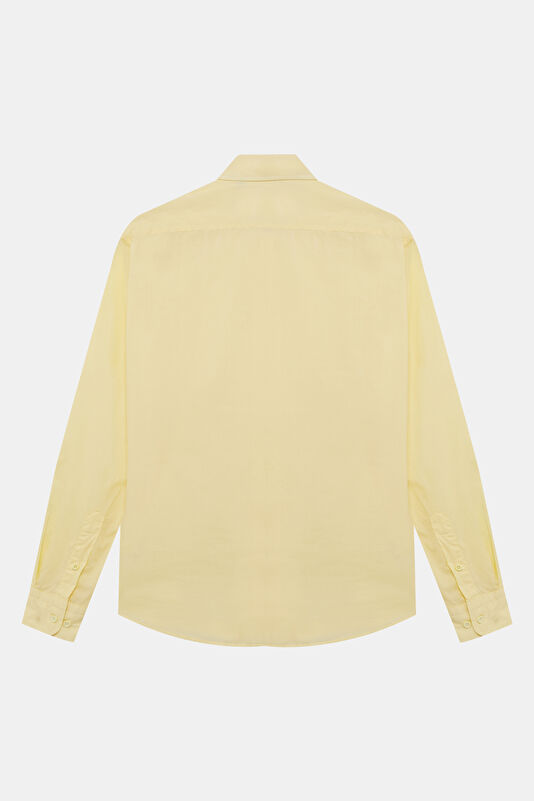 Relax Fit Light Yellow Button-Down Collar Men's Shirt 2
