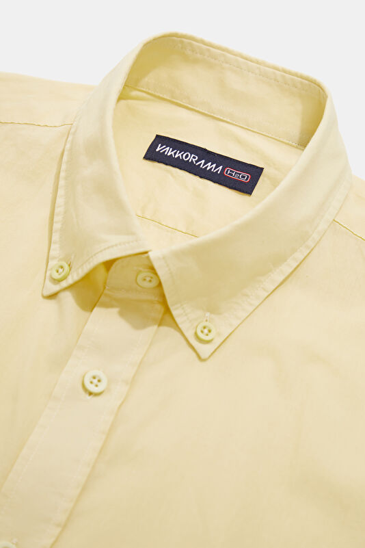 Relax Fit Light Yellow Button-Down Collar Men's Shirt 3