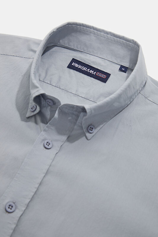 Relax Fit Grey Button-Down Collar Men's Shirt 3