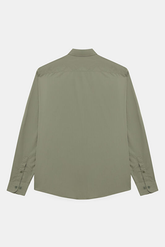 Relax Fit Khaki Button-Down Collar Men's Shirt 2