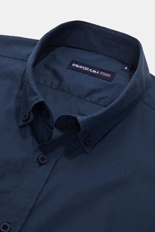 Relax Fit Navy Button-Down Collar Men's Shirt 3