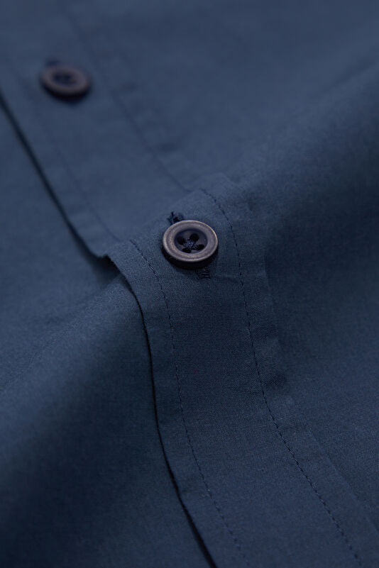 Relax Fit Navy Button-Down Collar Men's Shirt 4