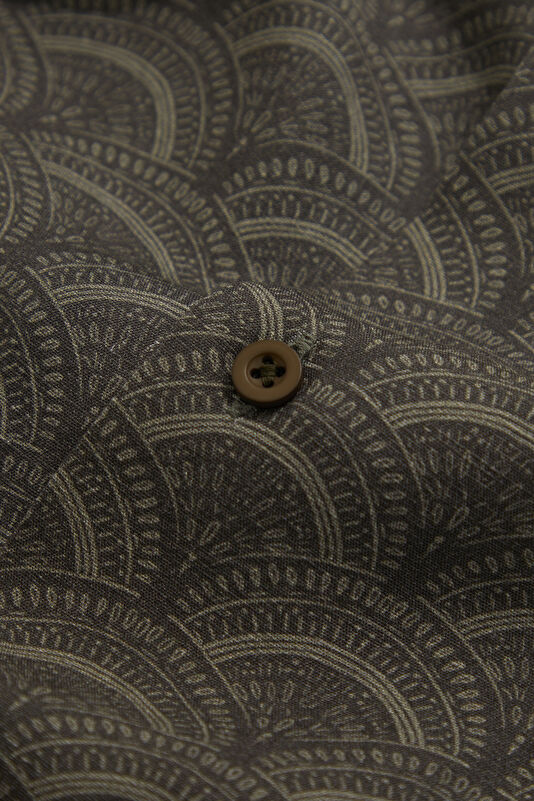 Khaki Patterned Resort Collar Men's Shirt 4