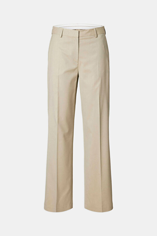 Bej Viskon Wide Leg Kadın Pantolon