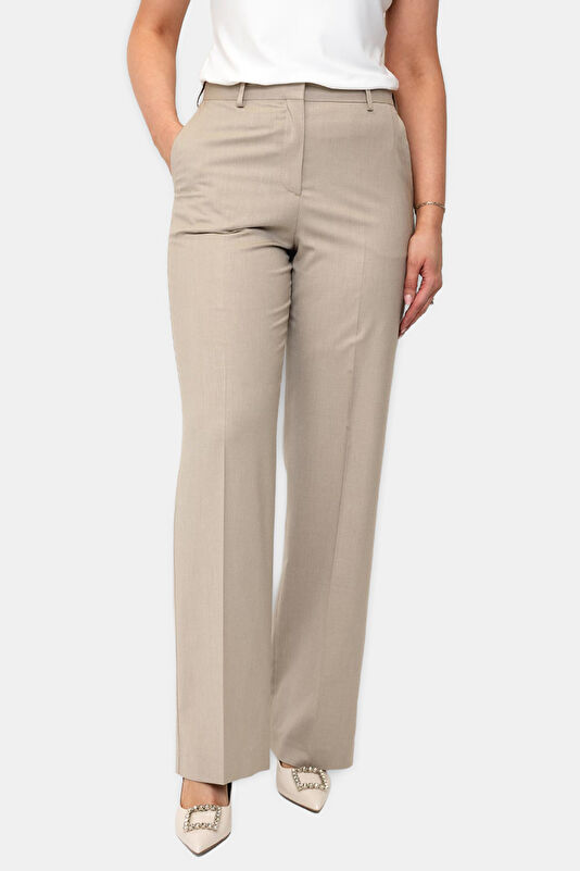 Bej Viskon Wide Leg Kadın Pantolon 2