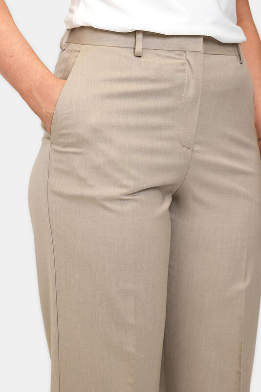 Bej Viskon Wide Leg Kadın Pantolon 4