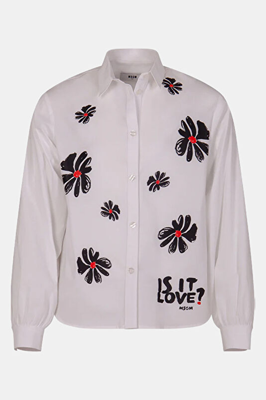 White Patterned Kids Shirt