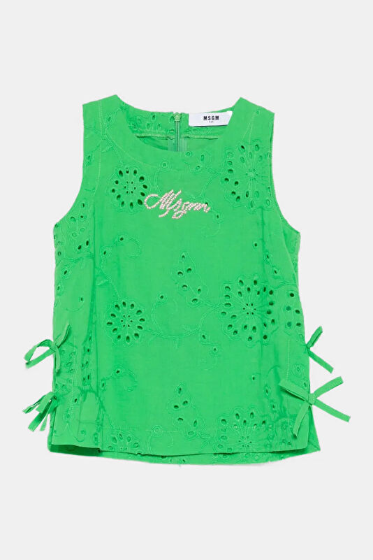 Yeşil O Yaka Desenli Çocuk T-Shirt