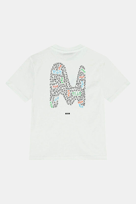 Beyaz O Yaka Desenli Çocuk T-Shirt 2
