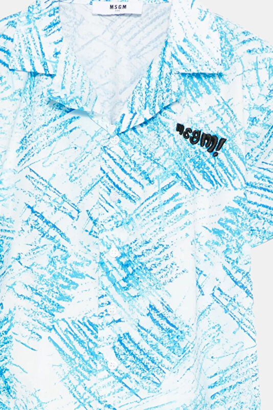 Blue Patterned Kids Shirt 3