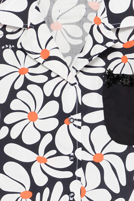 White Patterned High Neck Kids Shirt 3