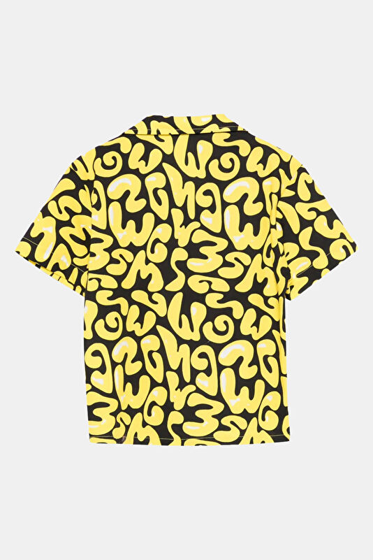 Yellow Patterned Crew Neck Kids Shirt 2