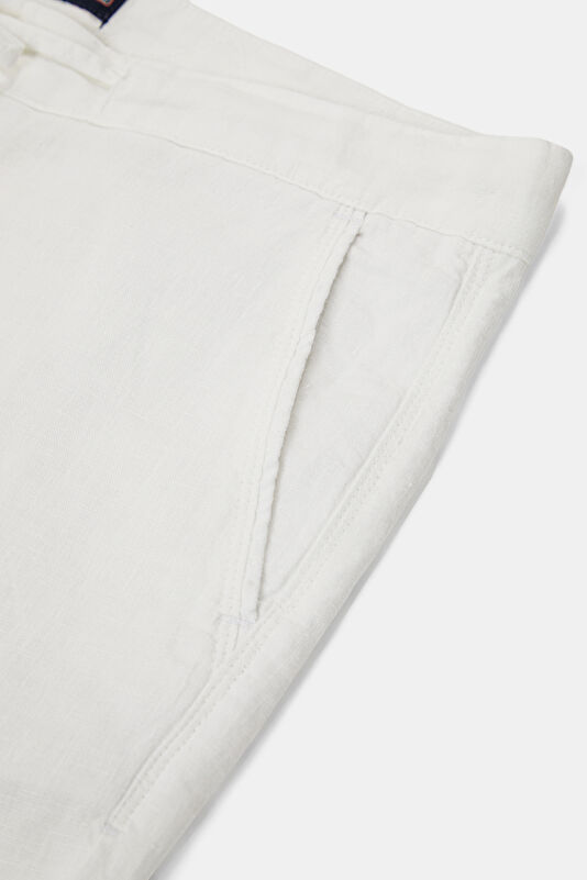 Relax Fit White Straight Leg Linen Men's Trousers 4