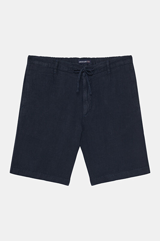 Navy Linen Men's Shorts