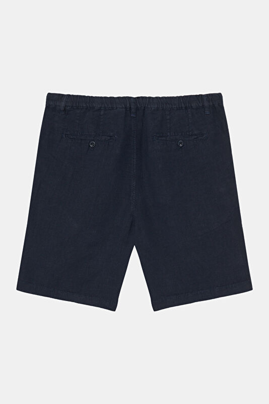 Navy Linen Men's Shorts 2