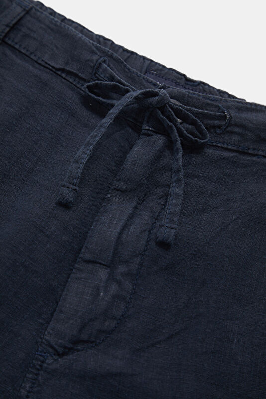 Navy Linen Men's Shorts 3