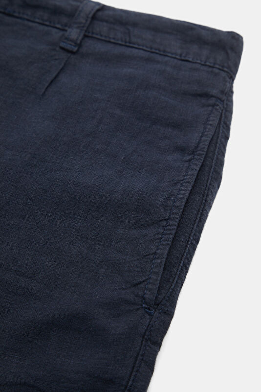 Navy Linen Men's Shorts 4