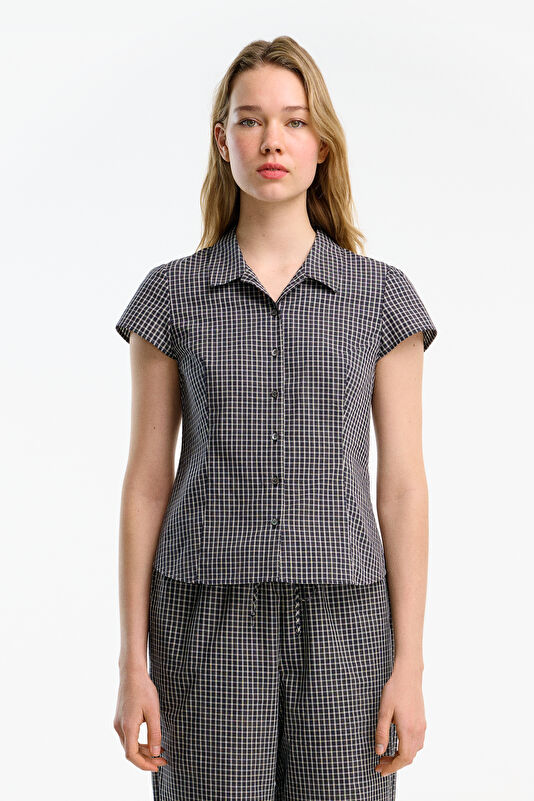 Black Patterned Women's Blouse