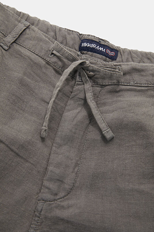 Men's Gray Linen Shorts 3