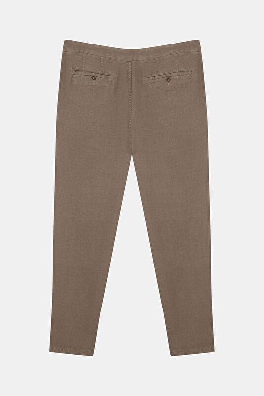 Relax Fit Mink Straight Leg Linen Men's Trousers 2