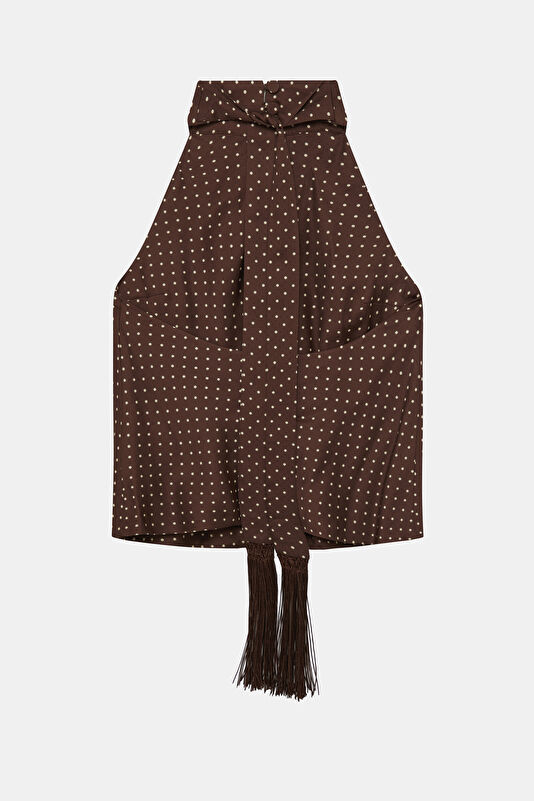 Brown Polka Dot Sleeveless Women's Blouse 2