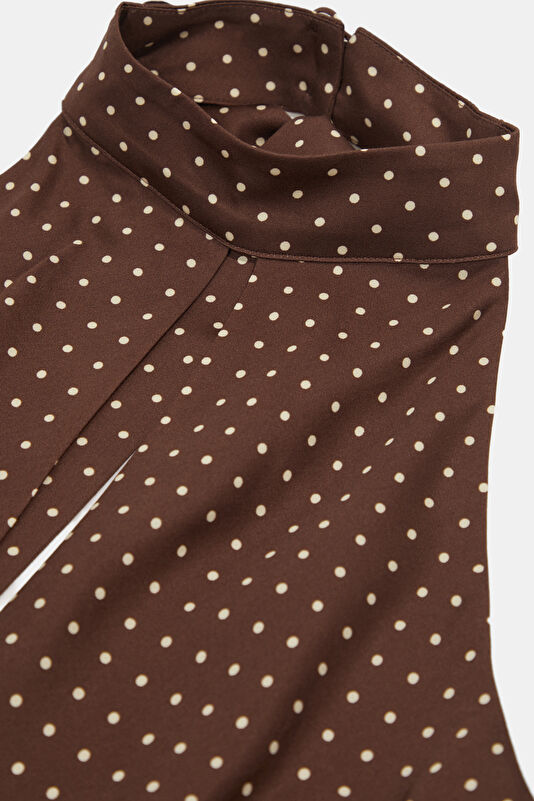 Brown Polka Dot Sleeveless Women's Blouse 3