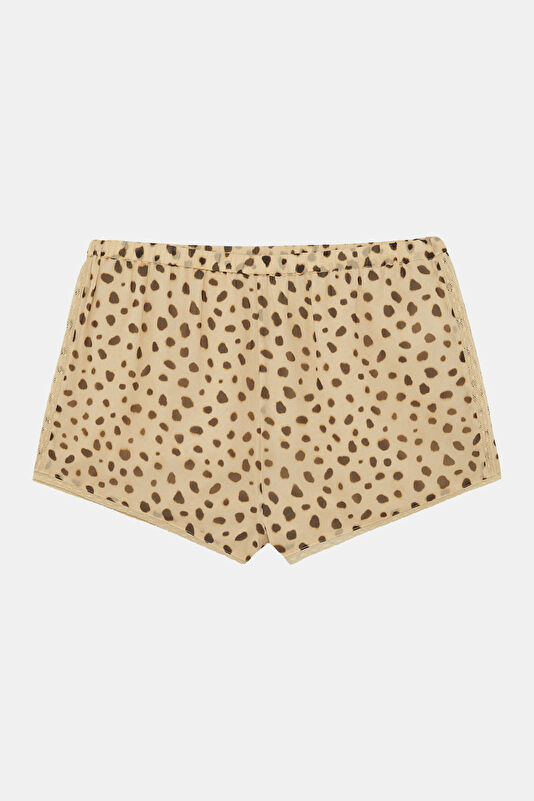 Light Yellow Patterned Silk Shorts