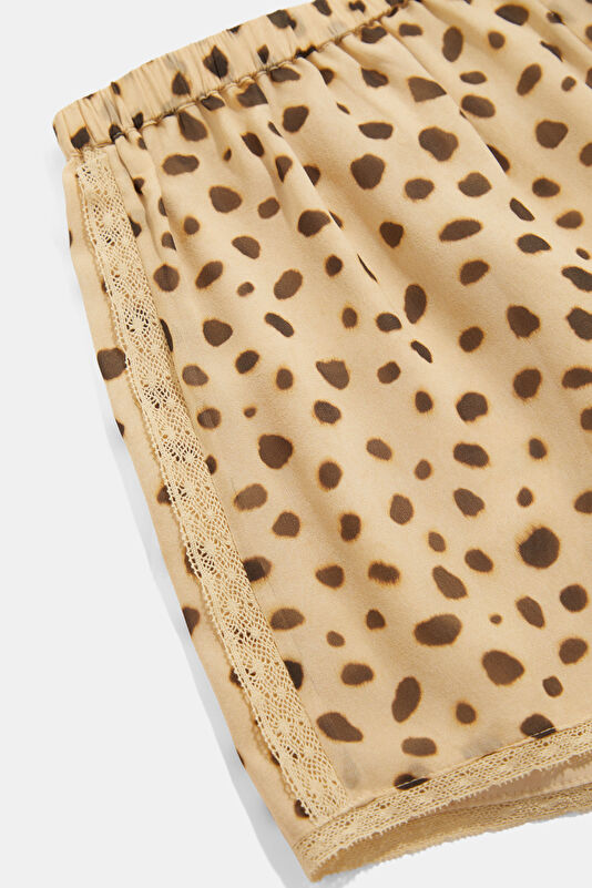 Light Yellow Patterned Silk Shorts 4
