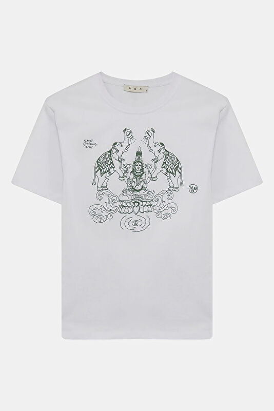 Beyaz Baskılı Kadın T-Shirt 4