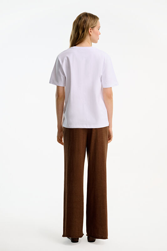 Beyaz Baskılı Kadın T-Shirt 2