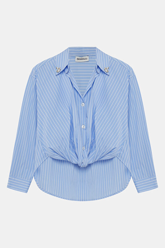 Blue Striped Patterned Women's Shirt