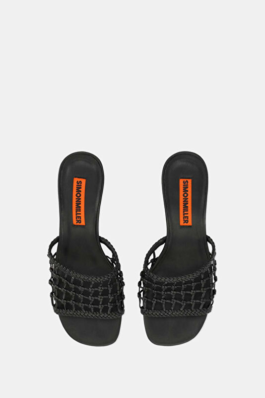 Knotted Beep Heel Black Women's Slippers 2