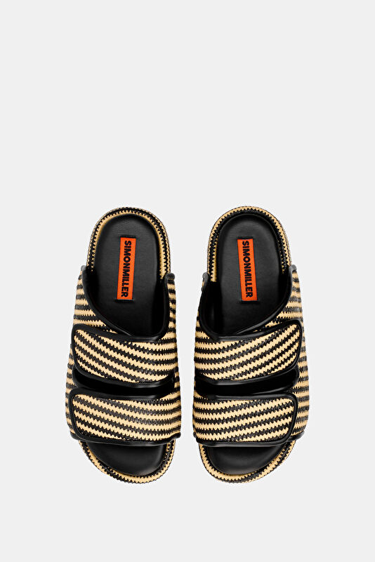 Stripe Raffia Cro Beige Women's Slippers 2