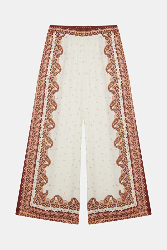 Çok Renkli Wide Leg Viskoz Kadın Pantolon