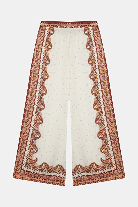 Çok Renkli Wide Leg Viskoz Kadın Pantolon 2