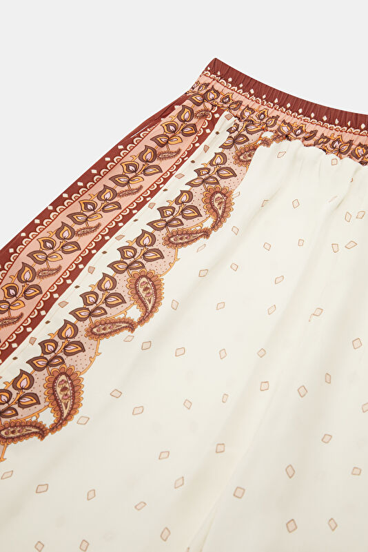 Çok Renkli Wide Leg Viskoz Kadın Pantolon 3