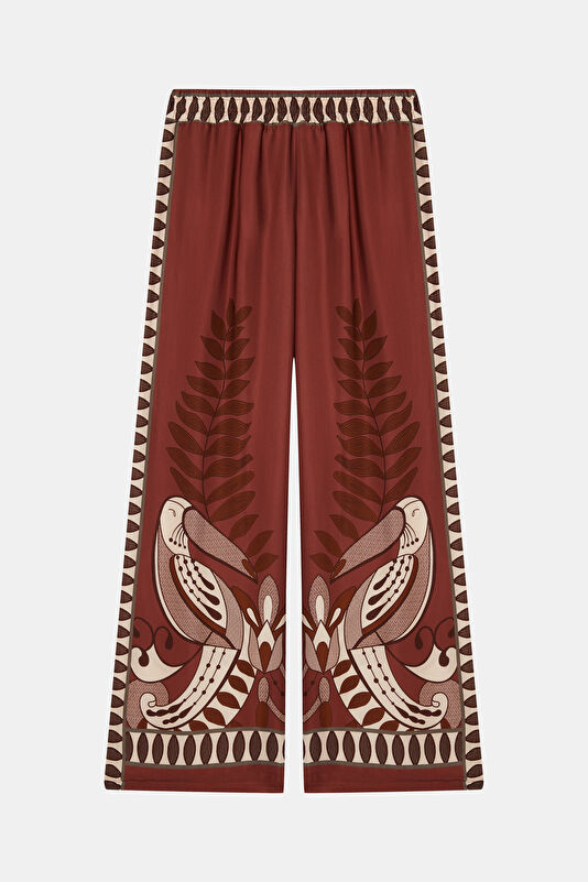 Çok Renkli Wide Leg Viskoz Kadın Pantolon