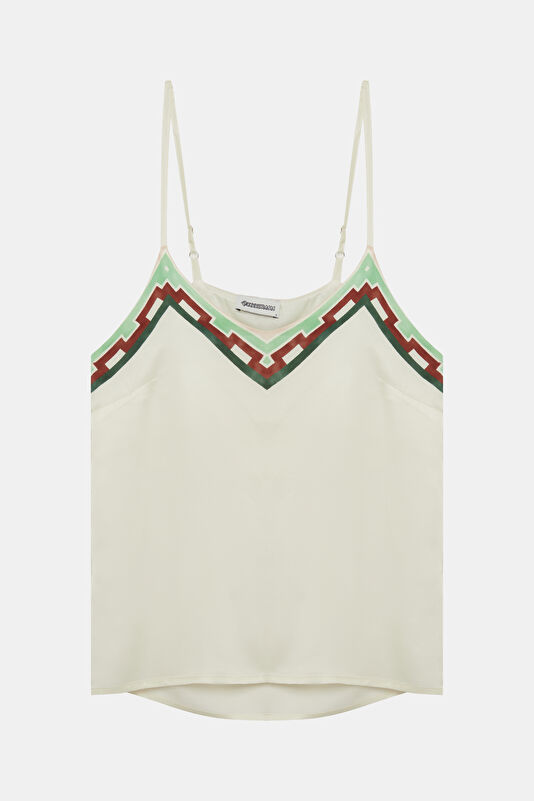 Multicolored Patterned Strappy Women's Blouse 4