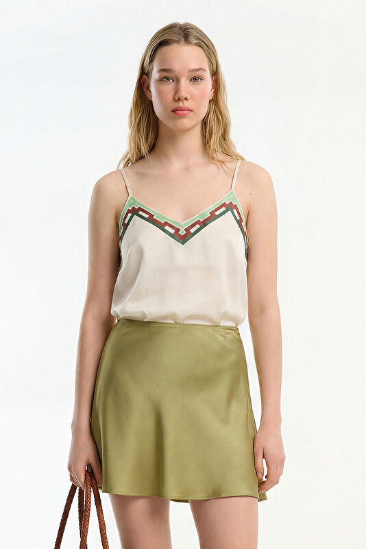 Multicolored Patterned Strappy Women's Blouse