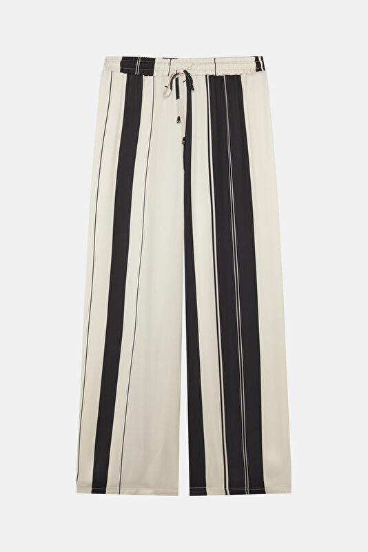 Off-white Wide Leg Viscose Women's Trousers