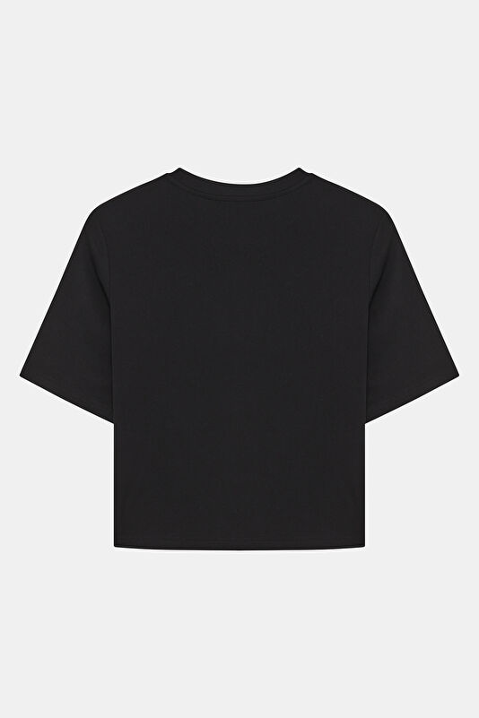 Siyah Bisiklet Yaka Kadın T-Shirt 2