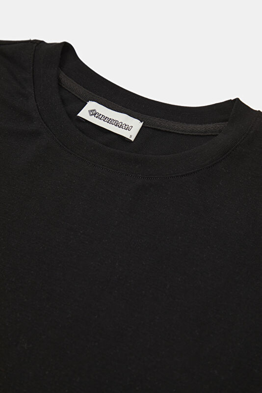 Siyah Bisiklet Yaka Kadın T-Shirt 3