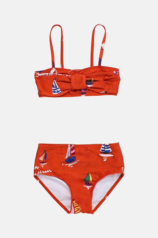 Kırmızı Desenli Çocuk Bikini