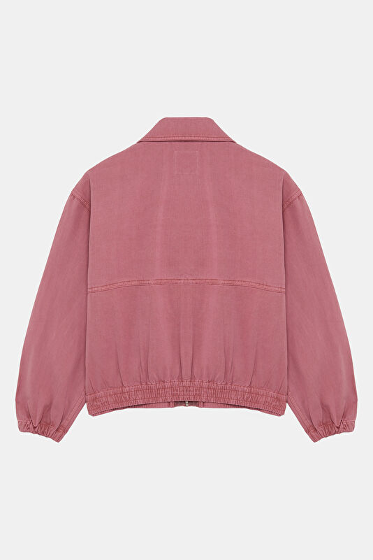Pembe Fermuarlı Kadın Ceket 2