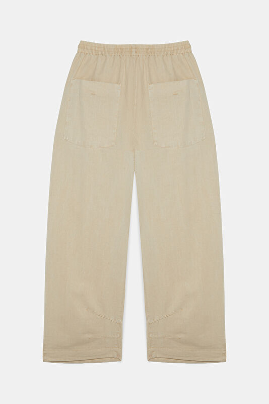Bej Wide Leg Kadın Pantolon 2
