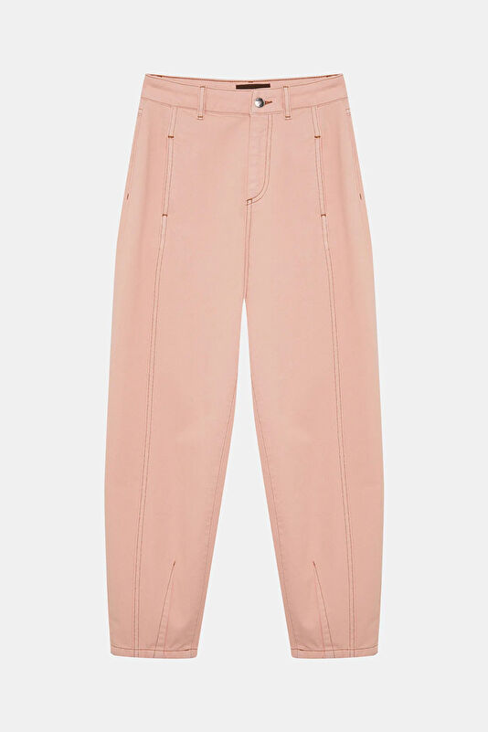 Pembe Barrel Kadın Pantolon 4
