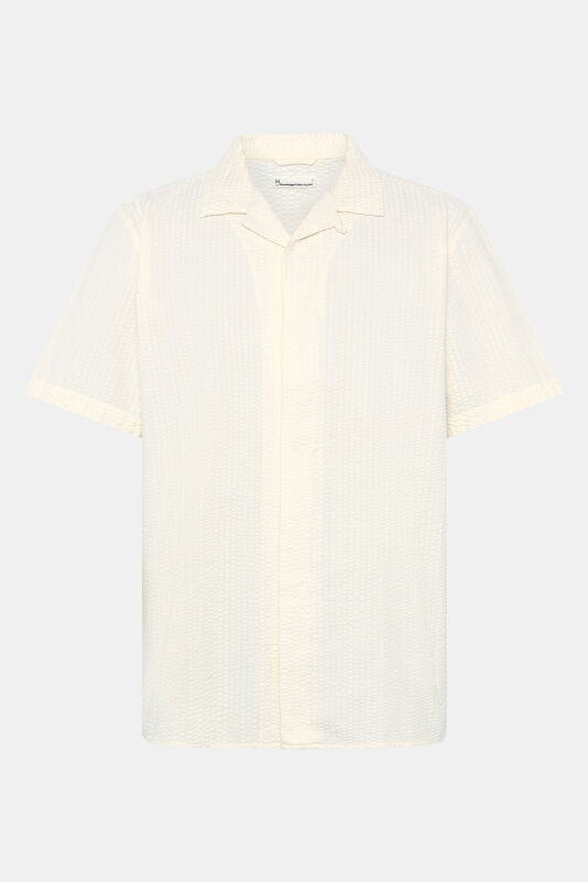 Relax Fit Ecru Patterned Resort Collar Men's Shirt