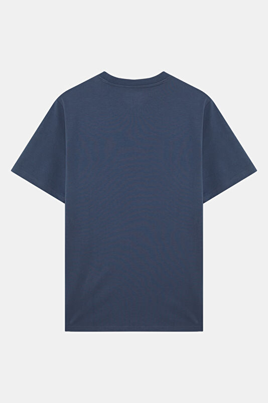 Relax Fit Blue Crew Neck Printed Men's T-Shirt 2