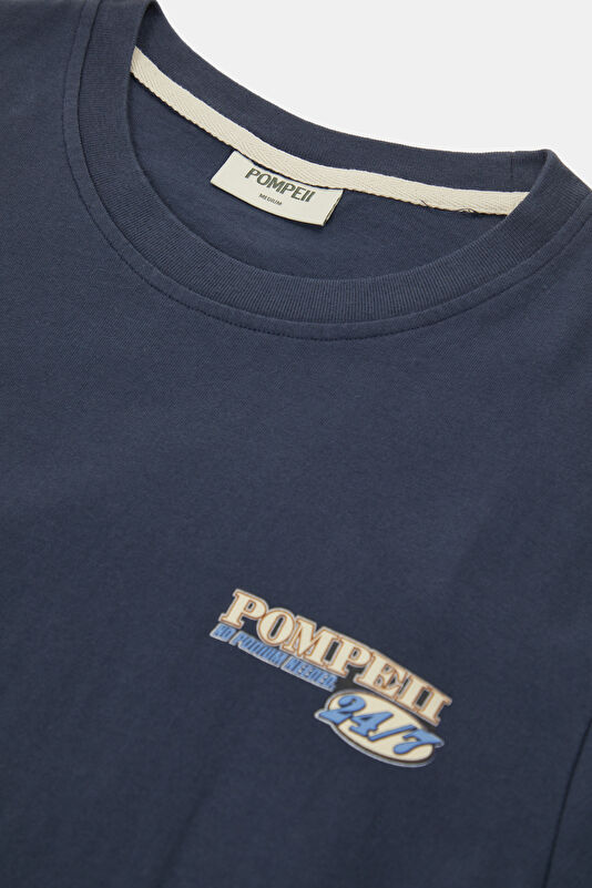 Relax Fit Navy Crew Neck Printed Men's T-Shirt 3